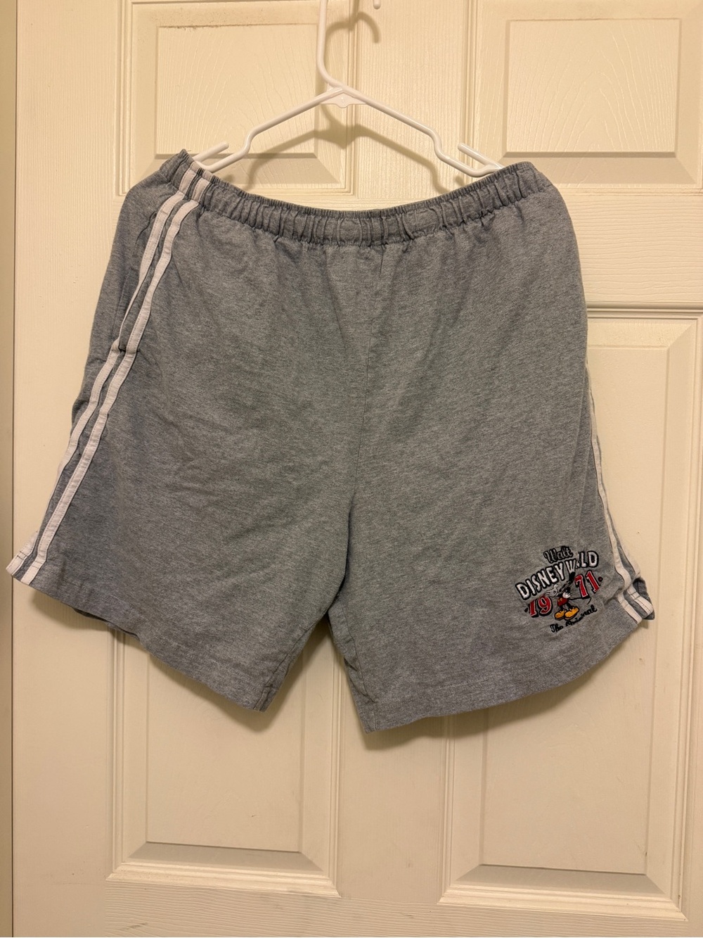 VINTAGE Disney World Gray Athletic Shorts with Side Stripes
